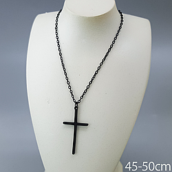 Підвіска "Хрест" з чорним покриттям, р.45-50, медичне золото Xuping, stainless steel, родій