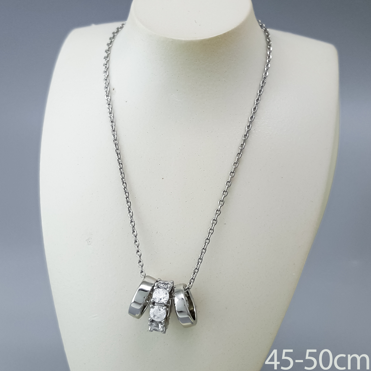 Підвіска "Класика" з камінням, р.45-50, медичне золото Xuping, stainless steel, родій, фото 1
