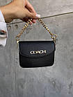 Чорна жіноча шкіряна сумка клатч Coach Коуч через плече з гаманцем на довгому ланцюжку, фото 5