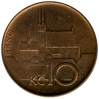 Монета Чехії 10 крон 1993-2016 рр., фото 1