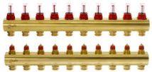 088U0530 Розподільний колектор Danfoss FHF-F, 10+10 контурів, з ротаметрами, латунь, фото 1