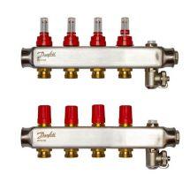 088U0759 Розподільний колектор Danfoss SSM-F, 9+9 контурів, з ротаметрами, нерж. сталь, фото 1
