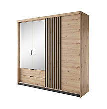 Шафа чотиридверна з ЛДСП/Дзеркало 4D2S/220 Tally (Italy) Perfect Home Дуб артизан/Антрацит