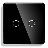 Сенсорний вимикач 1DAL | Скляний Чорний, 2 сенсори, Без Нейтралі (G86D-SW2G.SL.BL), фото 2