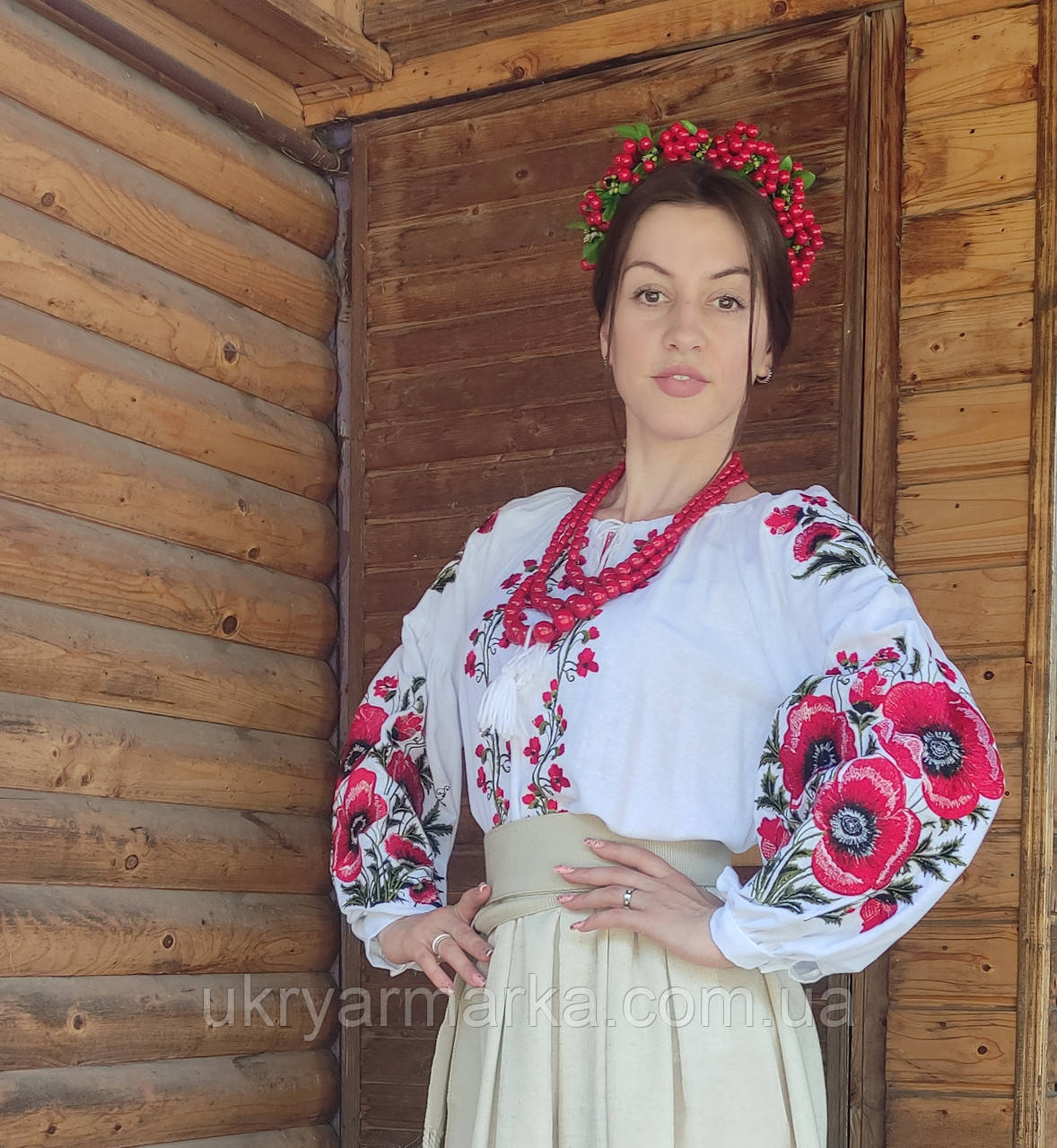 Жіноча вишита сорочка "Розкішний мак", фото 1