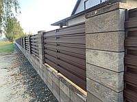 Штахетник металевий  в стилі жалюзі ранчо  коричневий двосторонній Євроштахетник штахети, фото 3