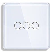 Сенсорний вимикач 1DAL | Скляний Білий, 3 сенсора, З нейтралью (G86D-SW3G.WT), фото 2