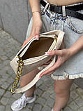 Жіноча біла молочна сумка через плече багет рептилія, фото 5