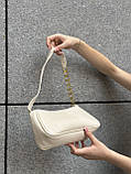 Жіноча біла молочна сумка через плече багет рептилія, фото 3
