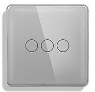 Сенсорний вимикач 1DAL | Скляний Сірий, 3 сенсори, Без Нейтралі (G86D-SW3G.SL.GR), фото 2