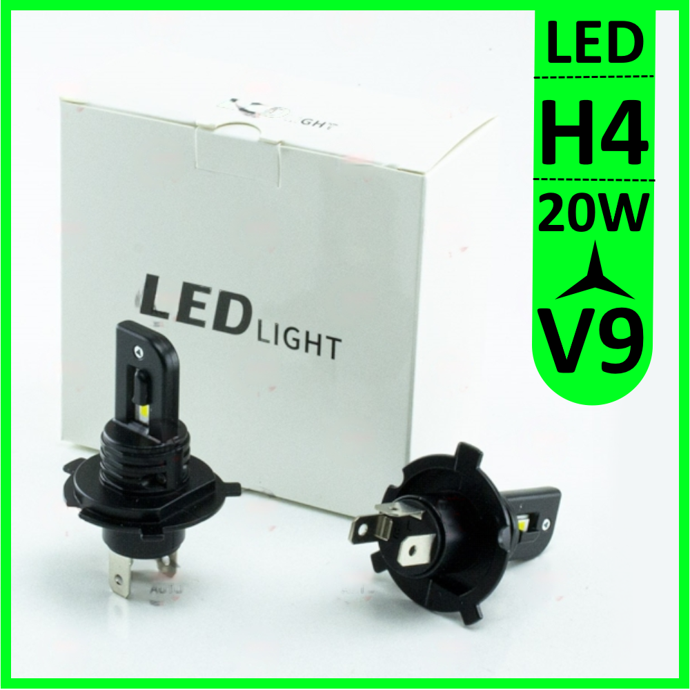 Світлодіодні LED лампи для авто H4 12V-24V V9 6500K 20W пасивне охолодження