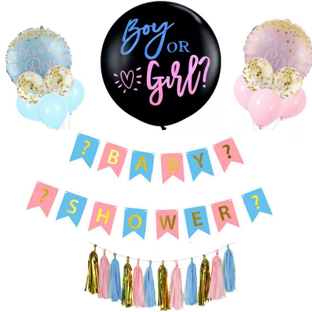 Набір із кульок на Гендерну вечірку | Boy or Girl з тассел