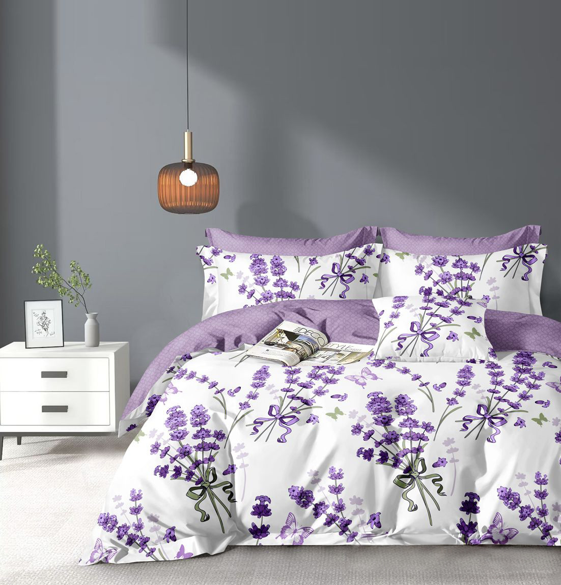 Підковдра на блискавці 145х215 (Сатин) | Полуторна підковдра від виробника "Королева Ночі" | Квіти, метелики на білому, фото 1