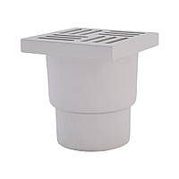 Душовий трап Kronoplast ТА1210 Ø110/180° прямий, нержавійка, 150х150 мм, білий