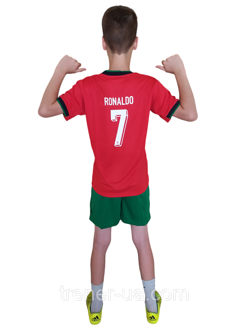 Футбольна форма дитяча Ronaldo 7 Португалія червоно-зелена