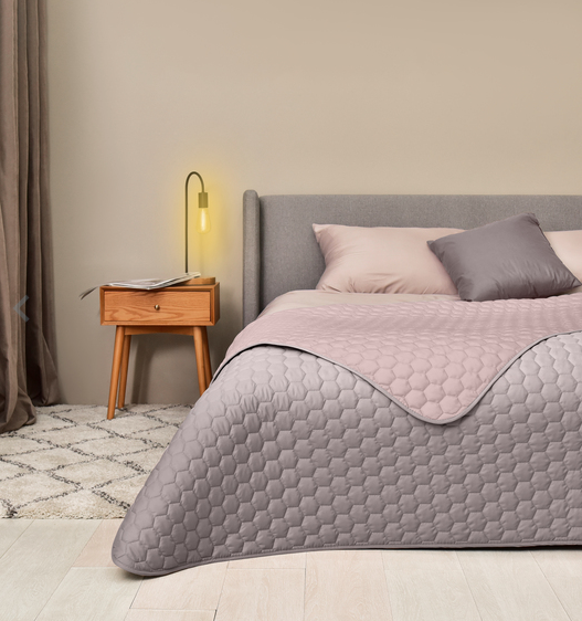 Покривало на велике ліжко 240х260 двостороннє, покривало ЄВРО стандарт якісне Бежовий, фото 1