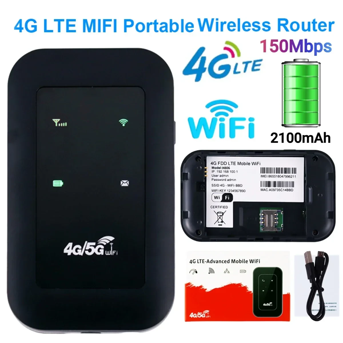 Портативный 4G LTE Wi-Fi модем