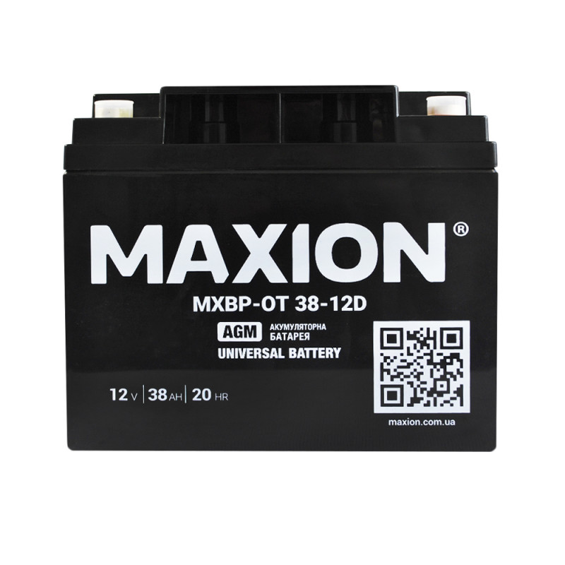 Акумулятор промисловий Maxion MXBP-OT 38-12D (12V, 38Ah, -/+), фото 1