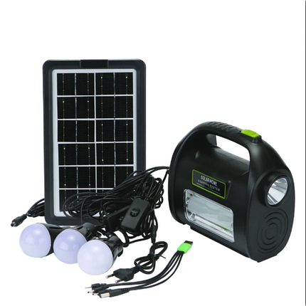 Портативна сонячна автономна система Solar Light DT-9025B панель похідний ліхтар повербанк (16), фото 1
