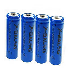 Комплект 4шт  Акумулятор 18650, 8800mAh, 3,7В, Li-ion, X-BALOG / Багаторазова літій-іонна батарея