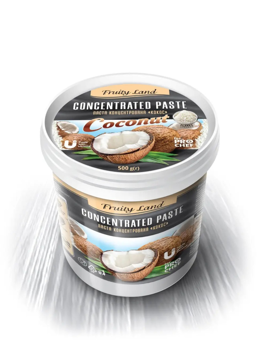 Кокос (з Кокосовою стружкою 28%) концентрована паста Fruityland, 500 г