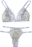 Жіночий комплект ліф і трусики з квітковою вишивкою в блакитному кольорі, фото 3