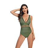 Жіночий купальник з утяжкою у зеленому кольорі ліф з чашками, фото 5