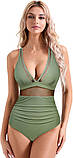 Жіночий купальник з утяжкою у зеленому кольорі ліф з чашками, фото 4