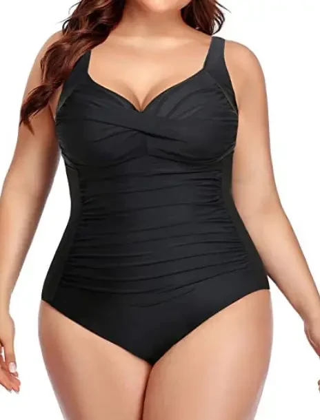 Жіночий суцільний купальник з чашками у великих розмірах на пишні форми, фото 1