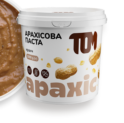 Арахісова паста з шматочками арахісу (кранч) 1000 g, фото 1