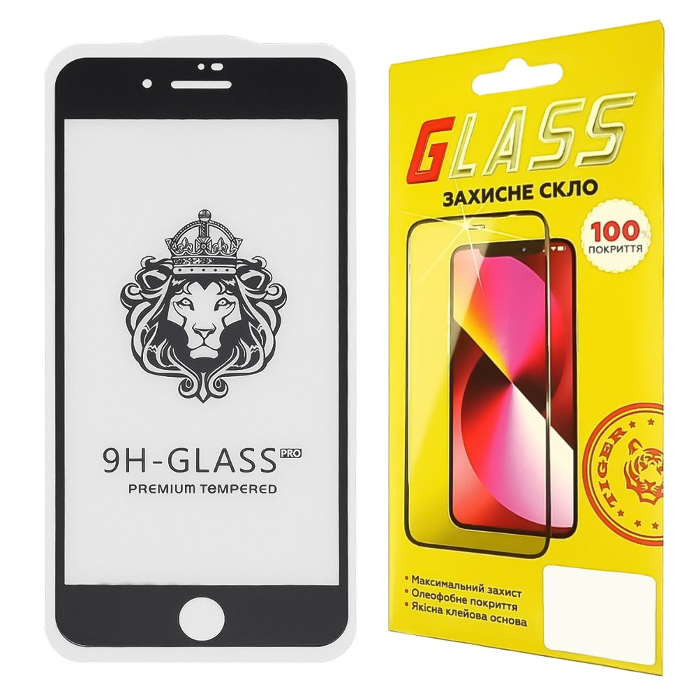 TU  TU Защитное стекло для Apple iPhone 7 Plus/ 8 Plus Full Glue Lion (0.3 мм, 2.5D, чёрное), фото 1