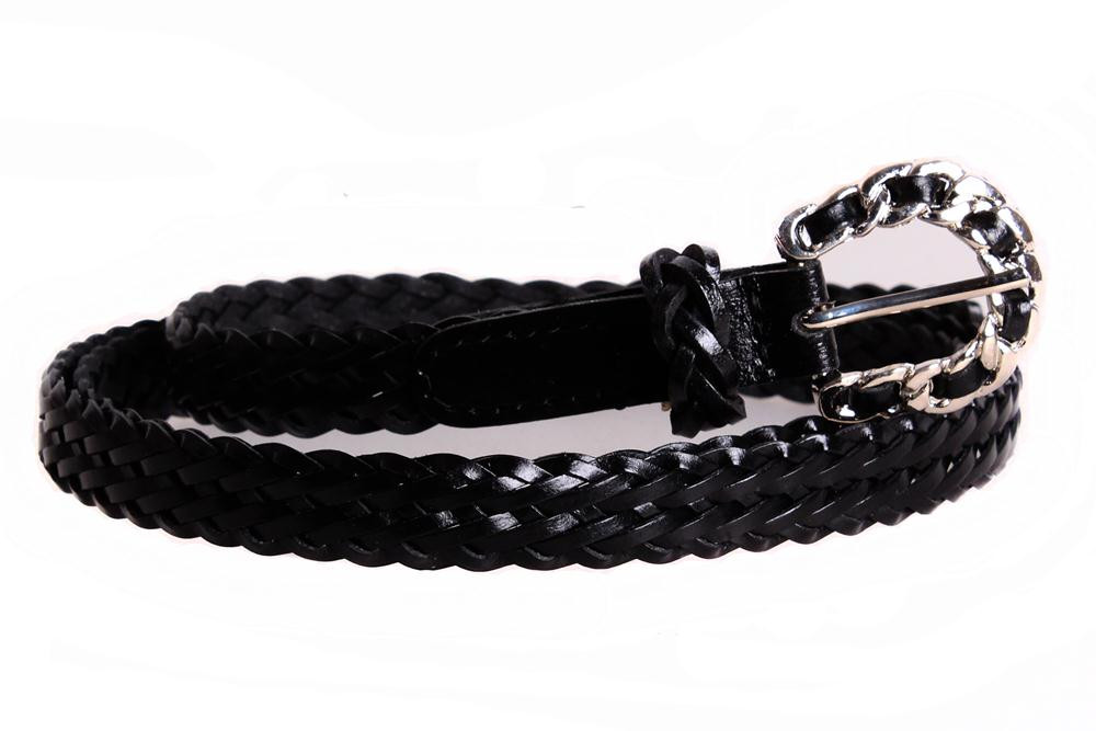 Жіночий вузький ремінь з натуральної шкіри кт7979 чорний, фото 1