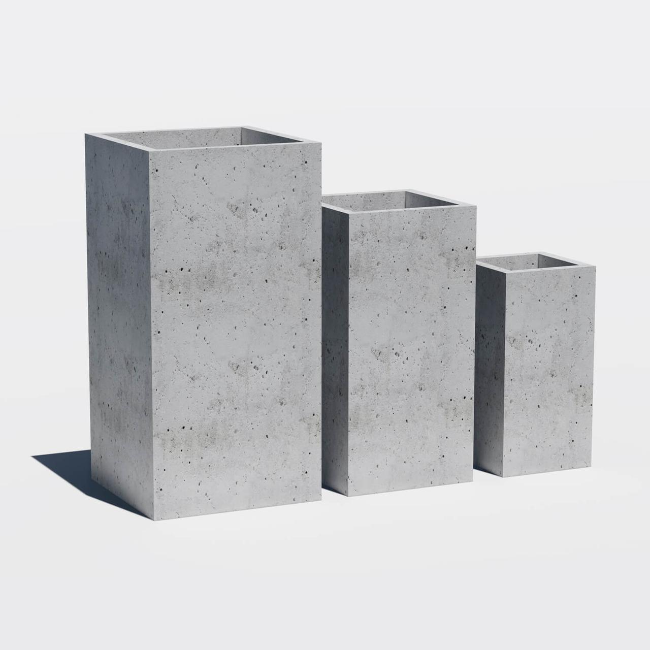 Вазон бетонний - Квадратний Д400мм х Ш400мм х В1000мм сірий, фото 1