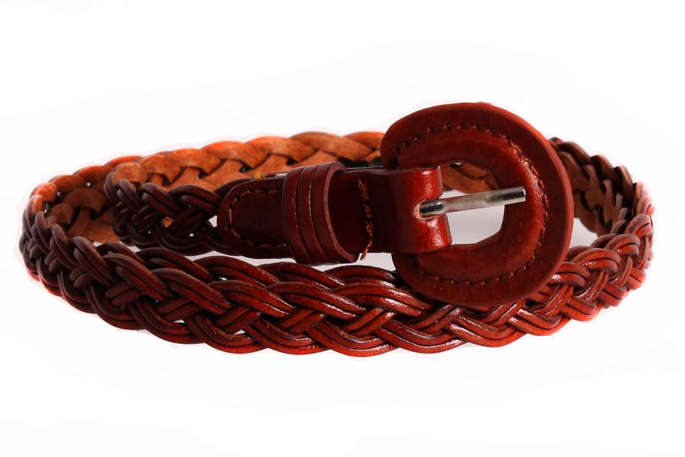 Жіночий вузький ремінь з натуральної шкіри кт8012 коричневий, фото 1