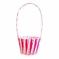 Кошик для квітів рожевий із горошками