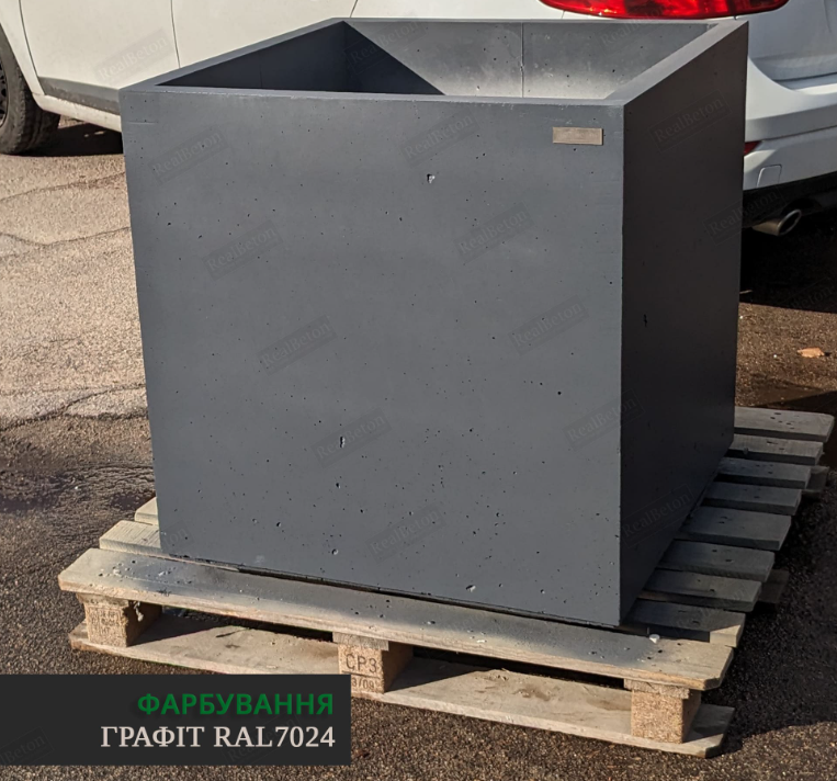 Вазон бетонний - Квадратний Д800мм х Ш800мм х В800мм сірий, фото 1