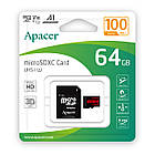 Карта пам`ятi MicroSDHC 64GB UHS-I Class 10 Apacer + SD adapter (AP64GMCSX10UB-R), фото 3