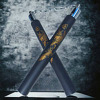 Нунчаки нунчаку тернувальні м'які GDragon Sport на металевому ланцюзі ручка з пінополіуретану Чорні