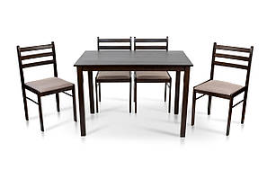 Комплект обідній Мікс меблі Джерсі стіл зі стільцями Темний горіх