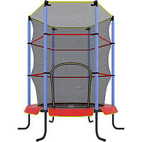 Батут круглий 55 RJ-0084 червоний з синім, з сіткою "