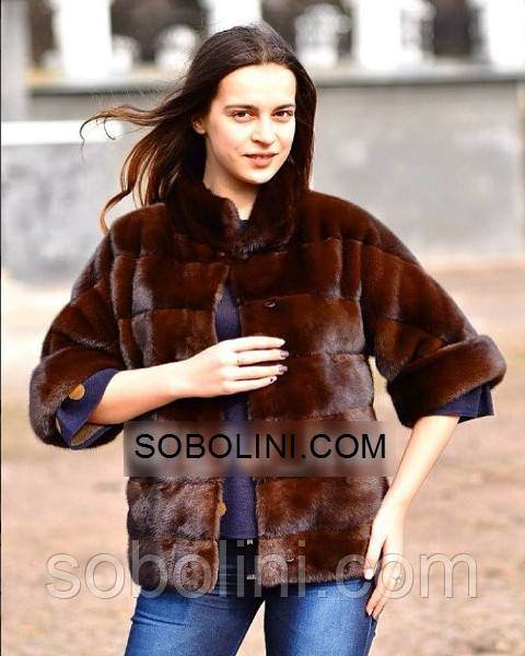 Кожушок із хутра норки коричневого кольору "Valerie"