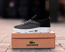 Чоловічі кросівки Lacoste Black Silver Кеди Лакоста чорні з сірим повсякденні сітка текстиль літні, фото 3