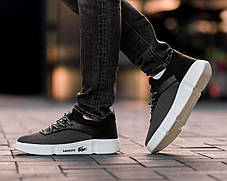 Чоловічі кросівки Lacoste Black Silver Кеди Лакоста чорні з сірим повсякденні сітка текстиль літні, фото 4