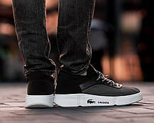 Чоловічі кросівки Lacoste Black Silver Кеди Лакоста чорні з сірим повсякденні сітка текстиль літні, фото 5