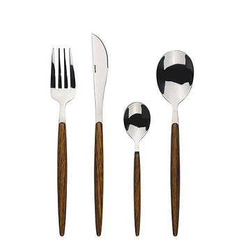 Набір столових приладів 24 предметів з нержавіючої сталі Bergner BG-45115-WD TOKIO WOOD