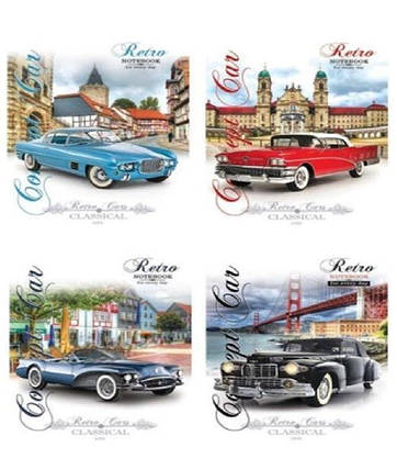 Зошит-блокнот 32 аркуші клітинка, без полів / Retro Cars, фото 1