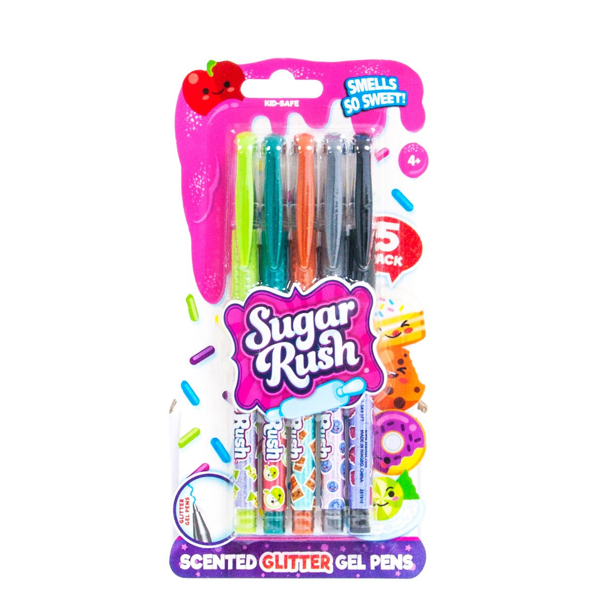 Набір ароматних гелевих ручок серії "Sugar Rush" - ЯСКРАВИЙ БЛИСК (5 шт.), фото 1
