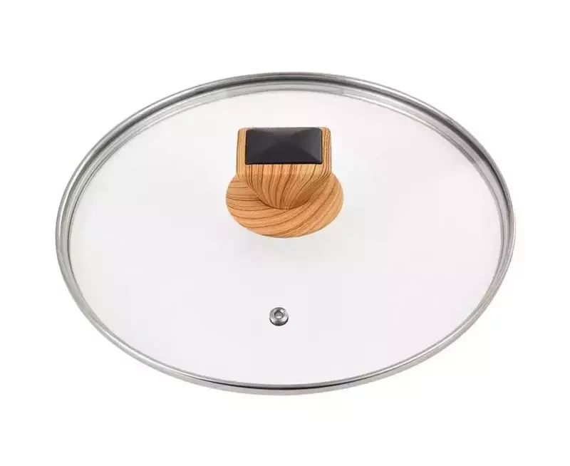 Кришка скляна для посуду 20 см бакелітова ручка Bergner BG-34721-MM EARTH