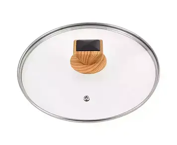 Кришка скляна для посуду 20 см бакелітова ручка Bergner BG-34721-MM EARTH