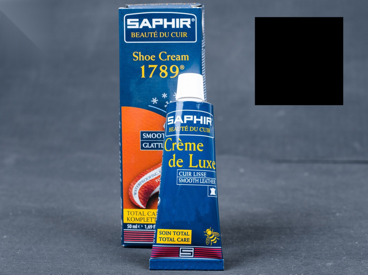 Водовідштовхуючий крем для взуття Saphir Creme De Luxe 1789, кол. чорний (01), 50 мл